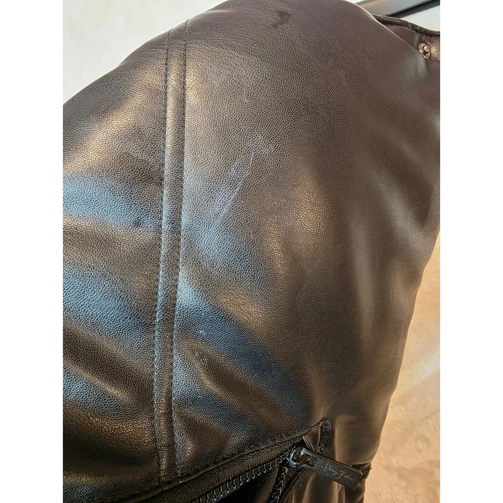 Sean John Mens Faux Leather Hooded Puffer Vest Black‎ 5X Big and Tall Outerwear